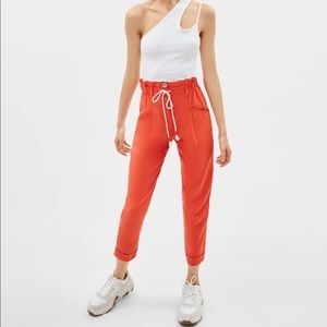 Bershka Blood Orange Linen Joggers
